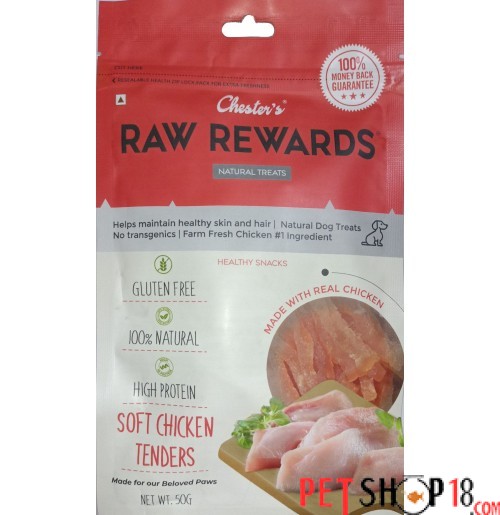 Chester Raw Rewards Dog Treats Soft Chicken Tenders 50 Gm